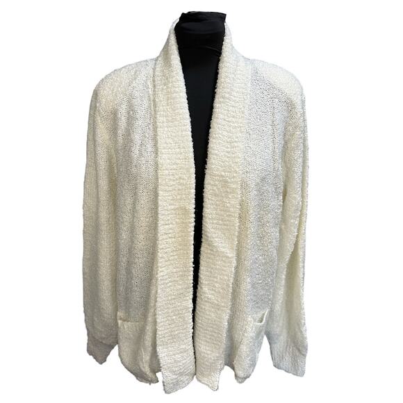 Vintage Le Chois II Winter White Open Front Long Sleeve Cardigan Size 2X - Picture 1 of 7